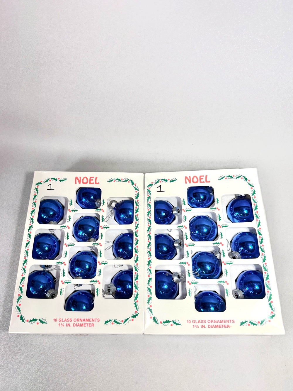 Vintage Noel Rauch Blue Glass Christmas Boxed Ornaments - Set of 20